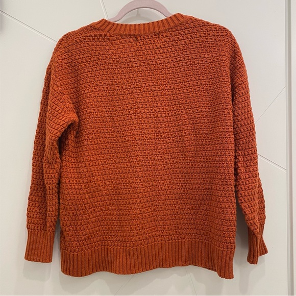 💥 Old Navy Deep Orange Chunky Knit Pullover Sweater Fall Vibes Crochet Style M - Picture 3 of 5